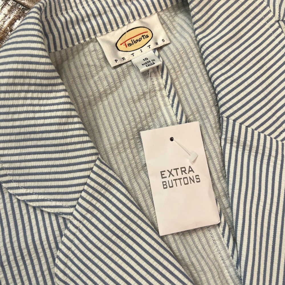 Talbots White and Blue Striped Blazer - Picture 3 of 4